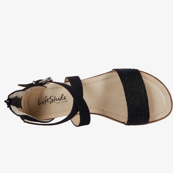 Lifestride Riley Strappy Sandals Black 9 - Picture 2 of 9